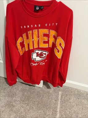 Primark Red Kansas City Chiefs Sweatshirt with Yellow Lettering